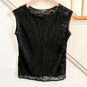 1990s Sheer Ralph Lauren Sport Black Lace Top